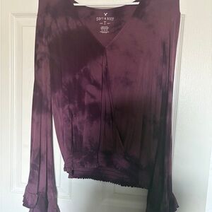American Eagle Outfitters Purple Tie-Dye Blouse